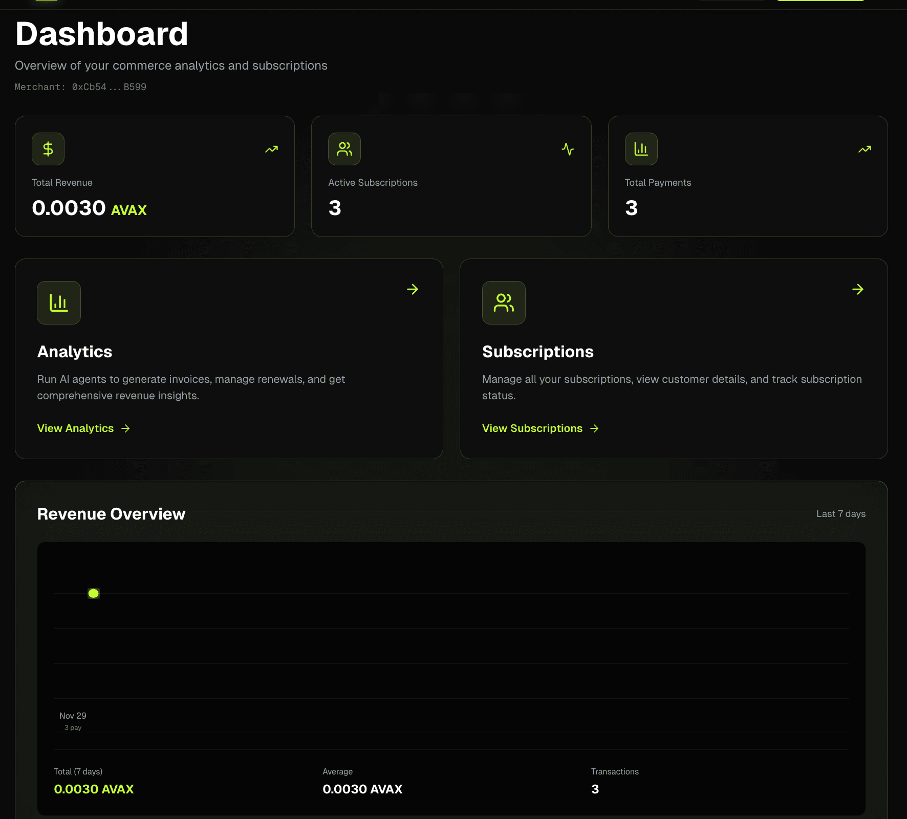 Merchant Dashboard Preview